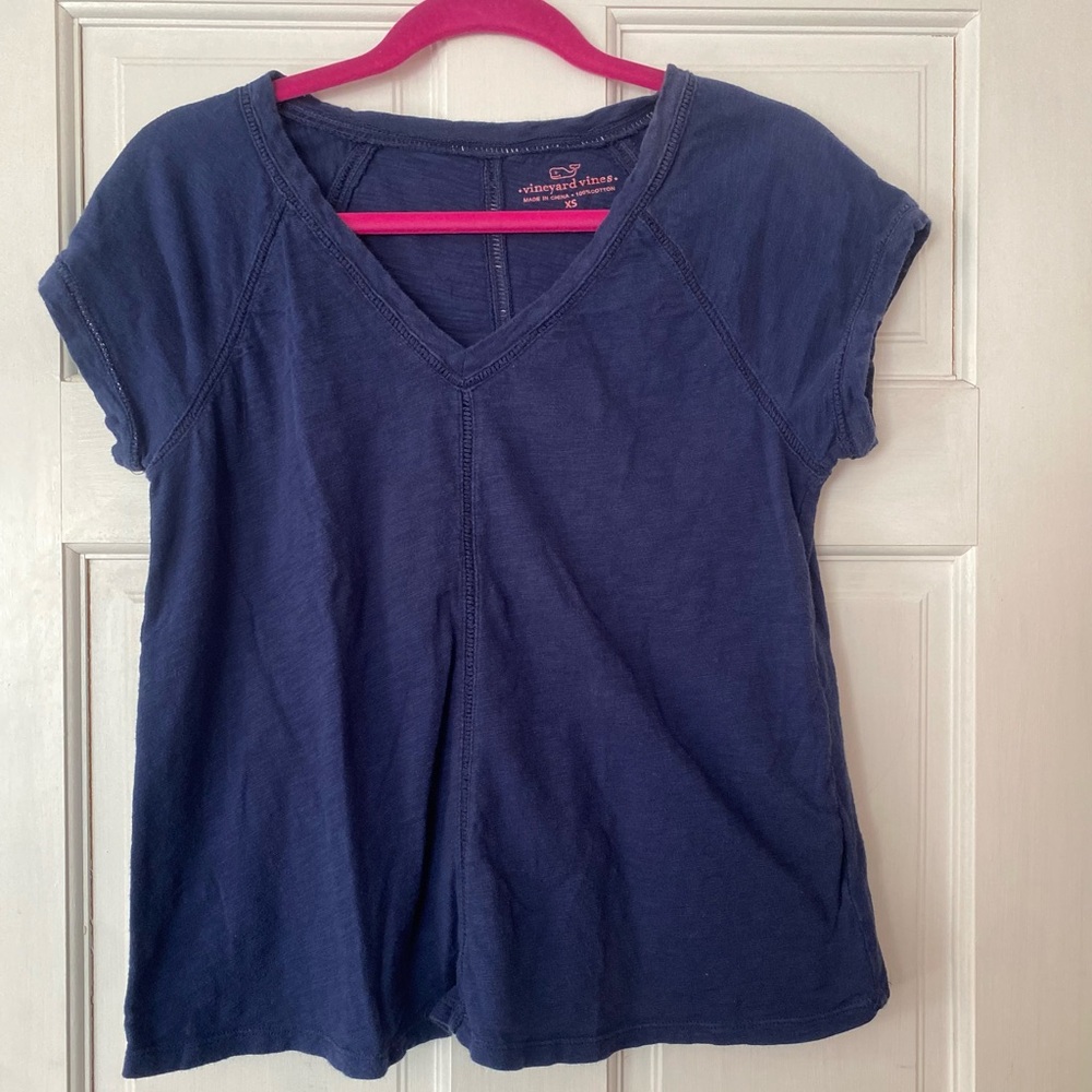Women's Vineyard Vines XS Navy Blue V-Neck Top Preppy Casual Resort Vacation